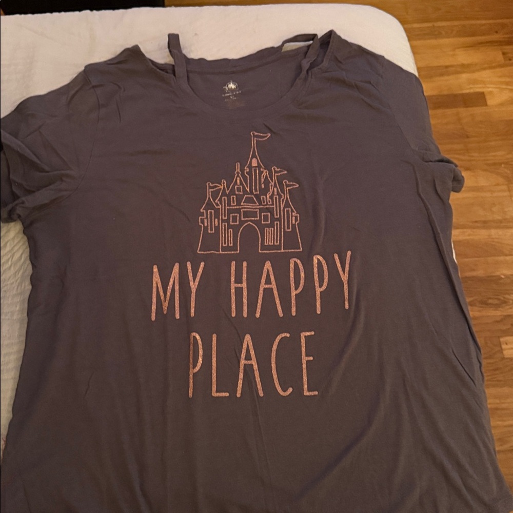 Disney Grey and Pink Tee with Castle Logo
